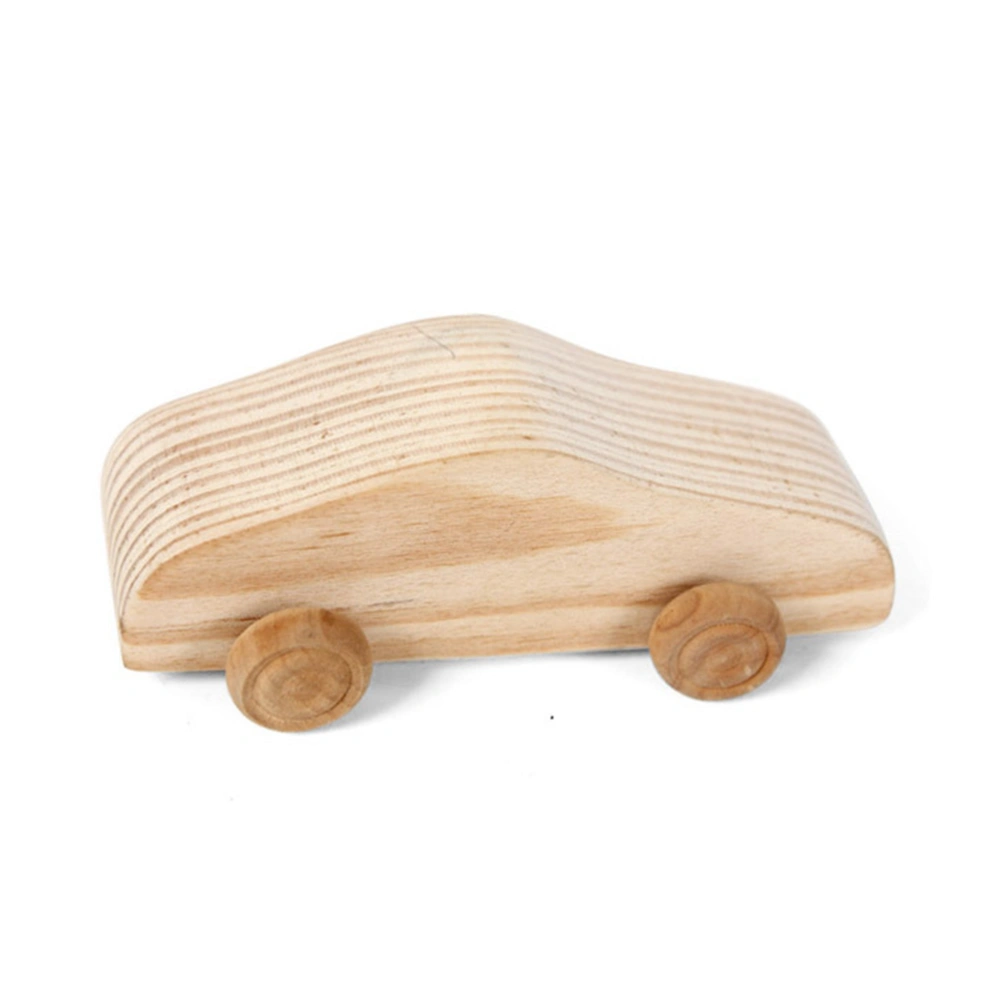 1PC Wooden Mini Car Hand-Painted DIY Graffiti Model Painting Car Toy for Kindergarten Home Craft (Wood Color)