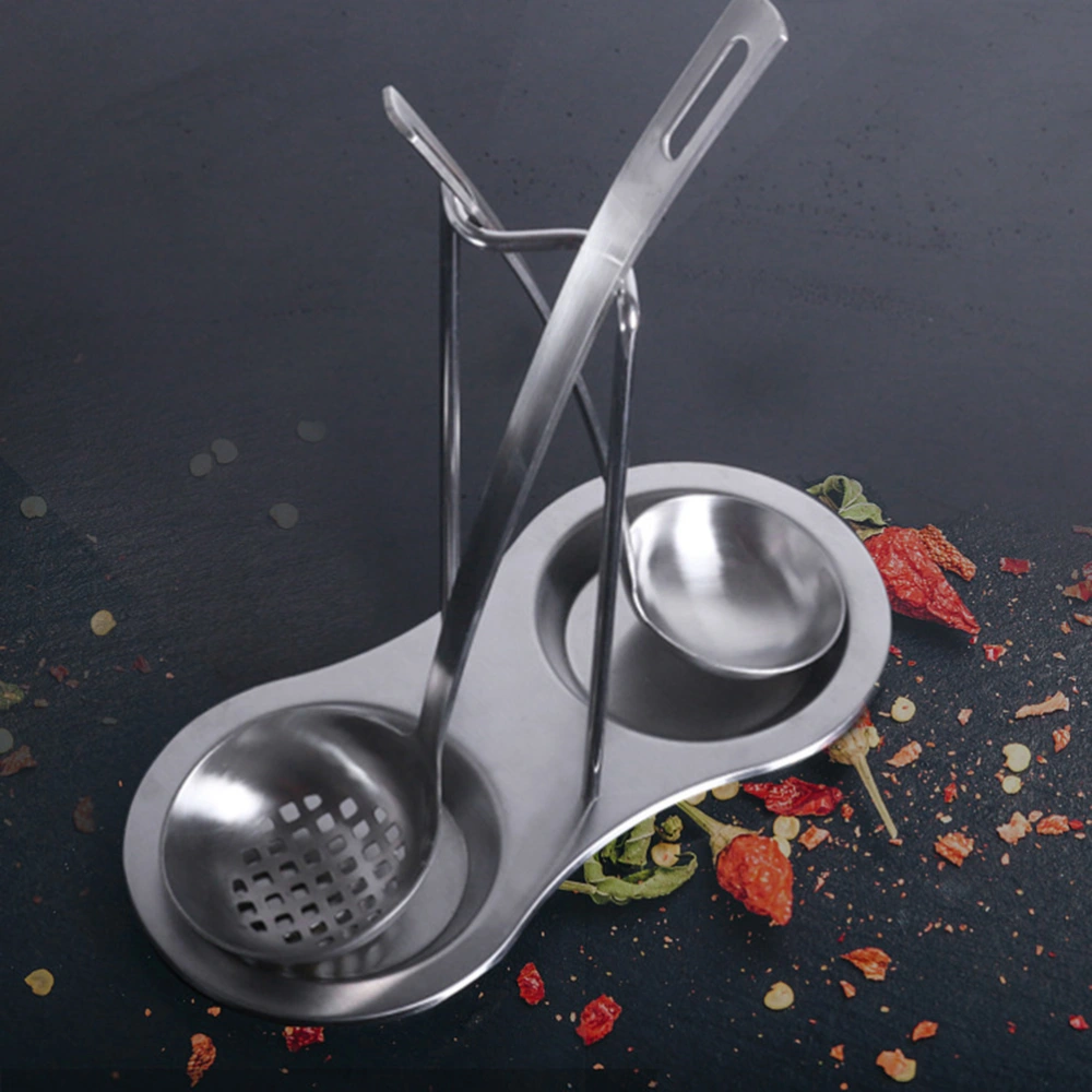 Stainless Steel Pot Lid Holder Detachable Soup Spoon Storage Rack Ladle Rest Cooking Tools Organizer