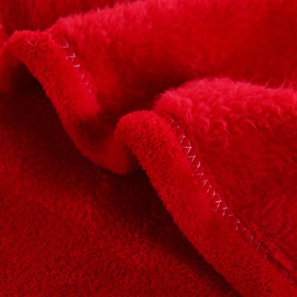 Pure Color Flannel Fleece Blanket Couch Solid Color Bed Blanket Sheet 180x200cm (Red)