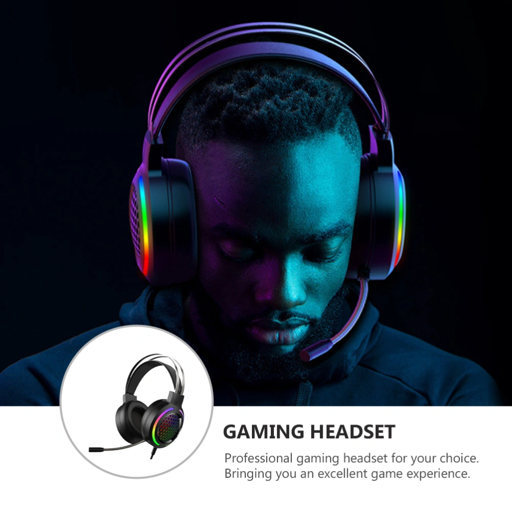 1Pc Gaming Headphone PC Gaming Headset Lightweight Headset with Mic Black