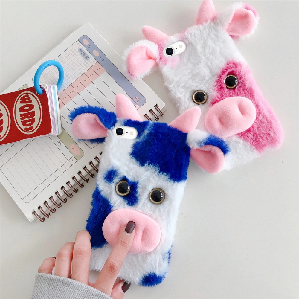 Lovely Cartoon Plush Cow Phone Case Cover Shell Compatible for 7 8 and SE 2020