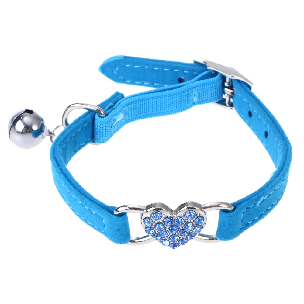 Pile Coating Pet Collar Adjustable Peach Heart Design Personalized Collars for Dog and Cat (Blue)