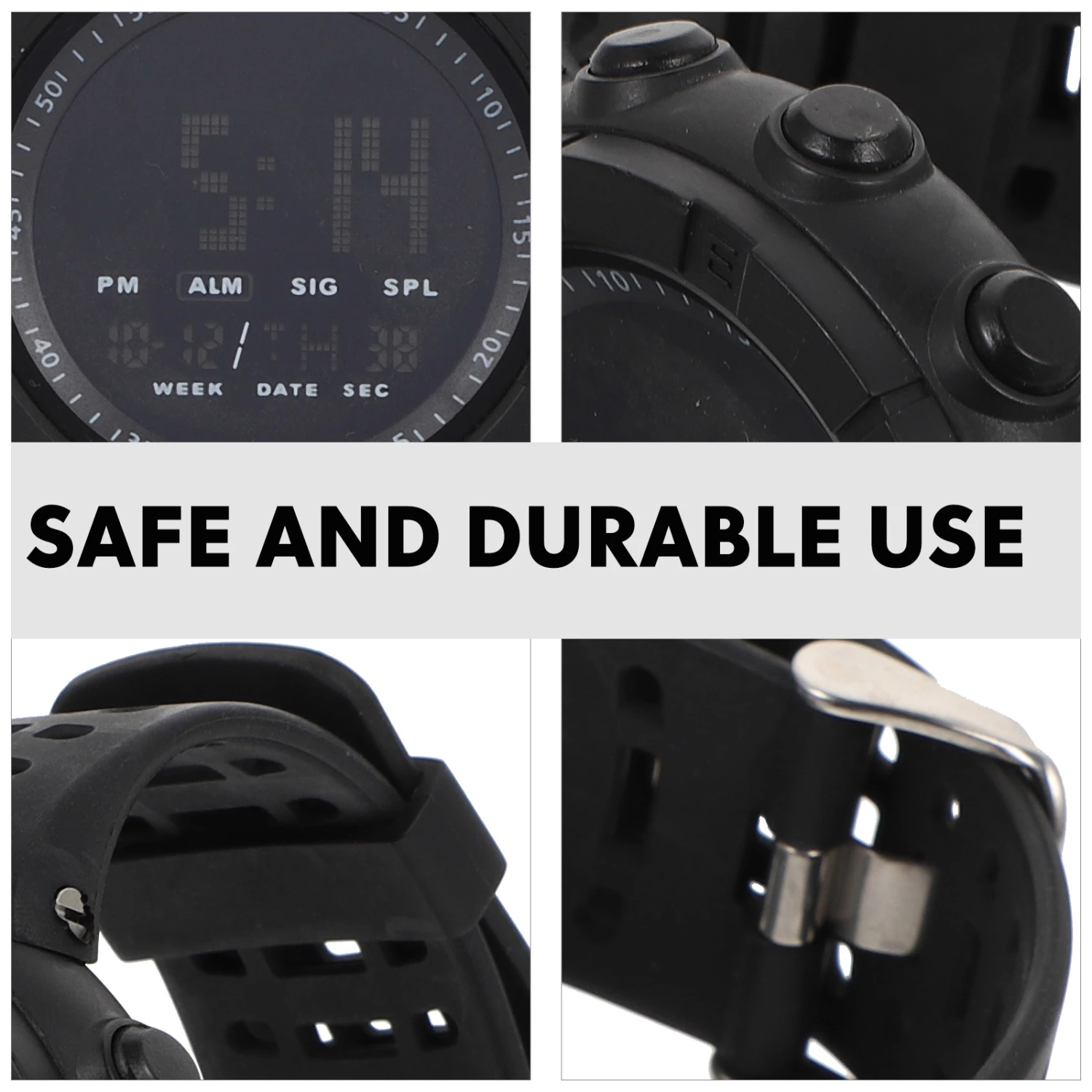 1Pc Outdoor Running Sports Electronic Watch LCD Outdoor Sports Watch (Black)