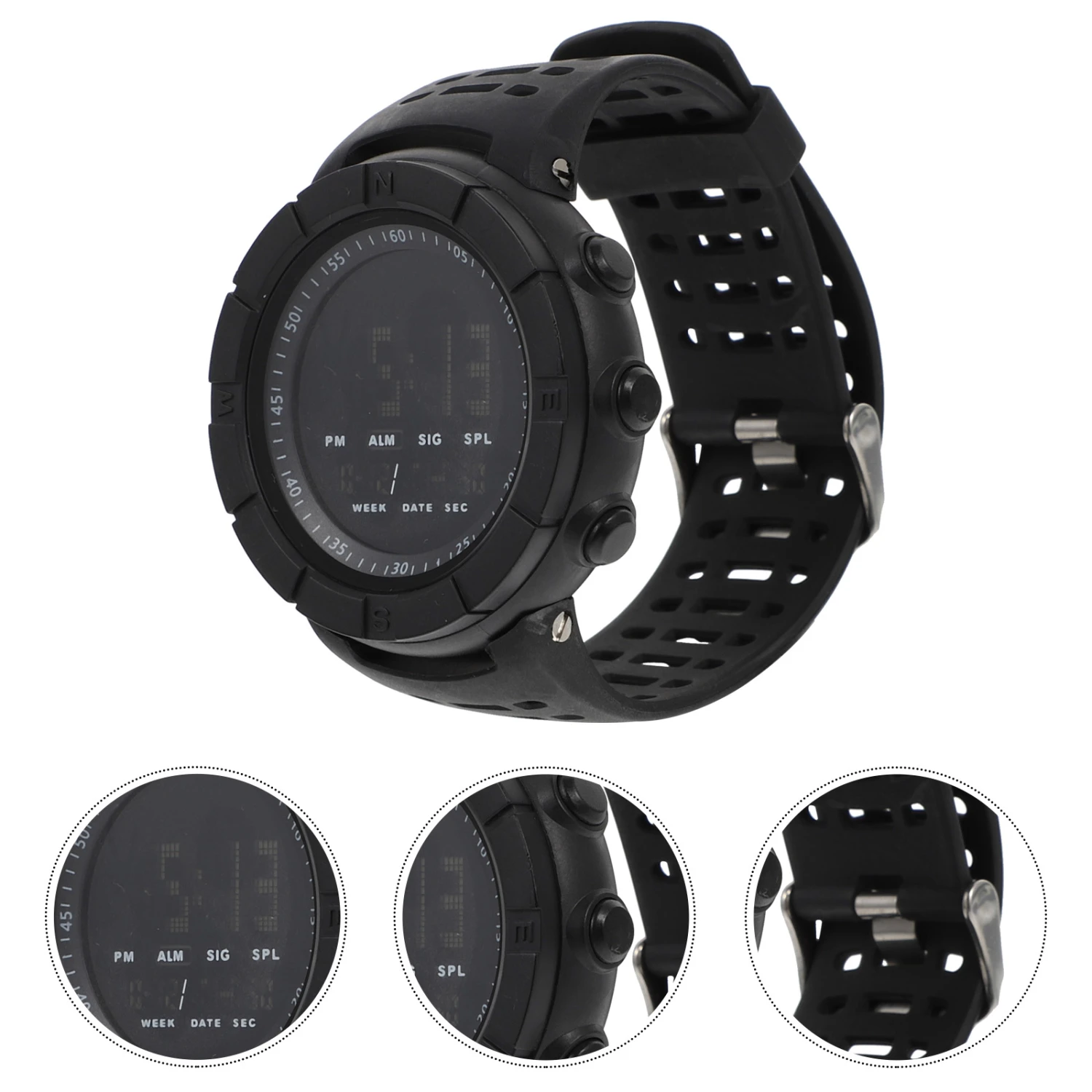 1Pc Outdoor Running Sports Electronic Watch LCD Outdoor Sports Watch (Black)