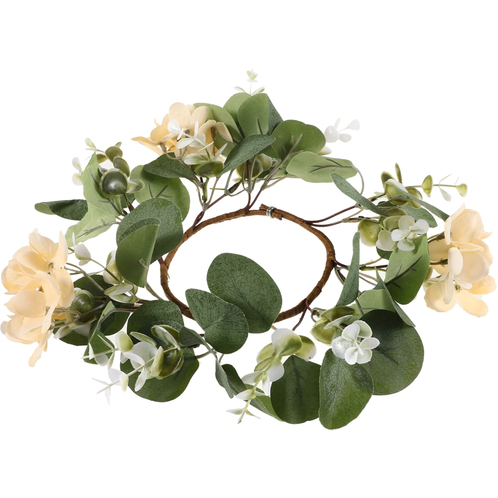 Artificial Candle Flower Ring Decor Party Table Wreath Centerpiece Candle Ring