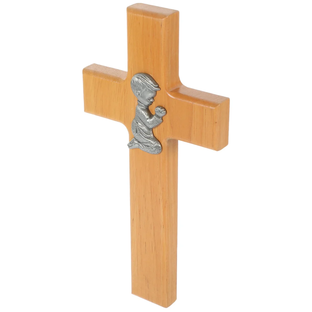 Wooden Cross Decor Handheld Wooden Cross Craft Catholicism Wood Hanging Cross