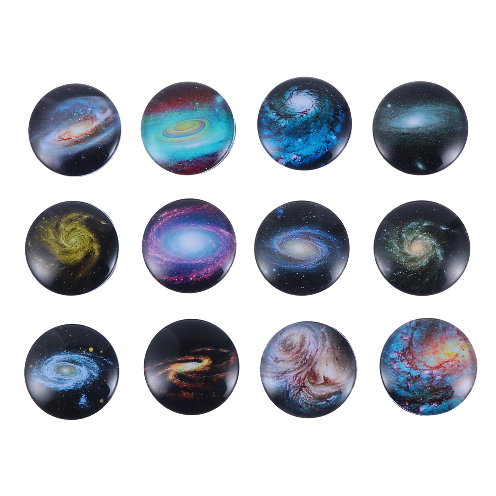 12Pcs Sky Universe Pattern Refrigerator Magnets Glass Fridge Magnets Decoration