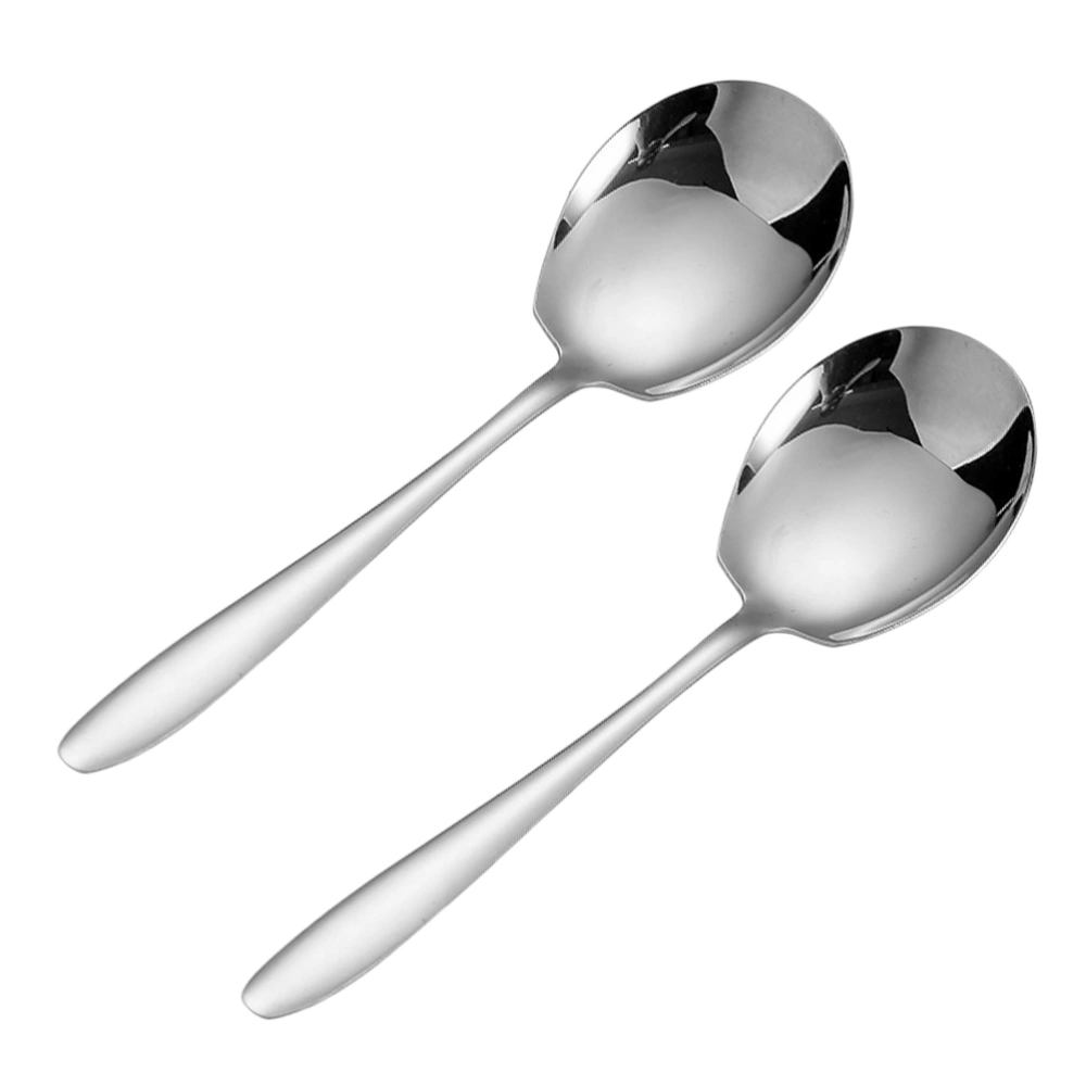 2Pcs Stainless Steel Large Buffet Serving Spoons Long Handle Banquet Serving Scoops