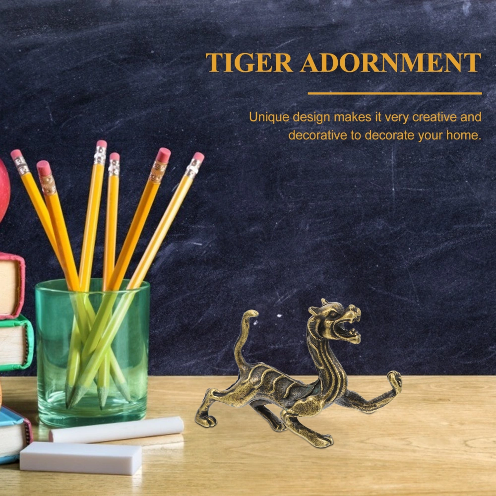 1pc Alloy Tiger Decor Home Office Desktop Tiger Ornament Animal Design Artware