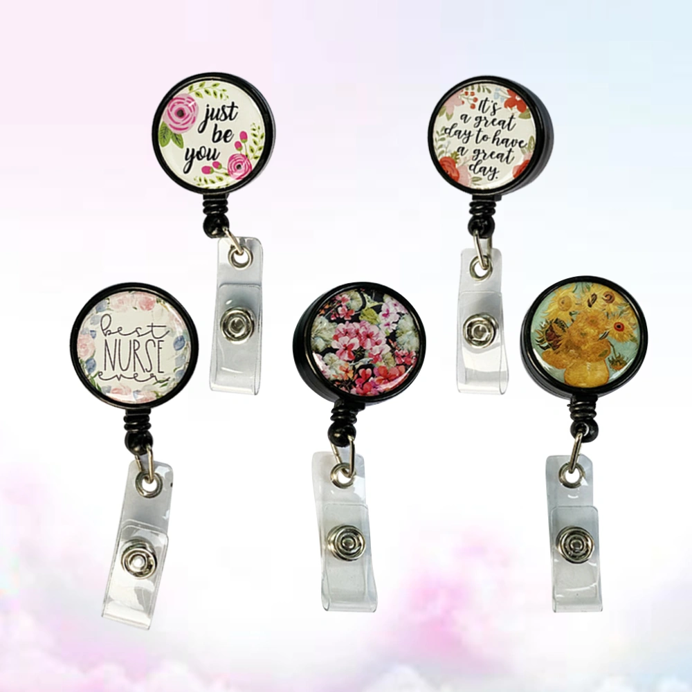 5pcs Fashion Badge Holder Telescopic Keychain ID Holder Work Badges Accessories for Nurse Officer Daily Use