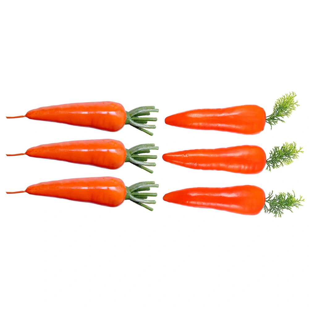 6Pcs Decorative Carrot Decors Multi-function Carrot Ornaments Adorable Imitation Carrots