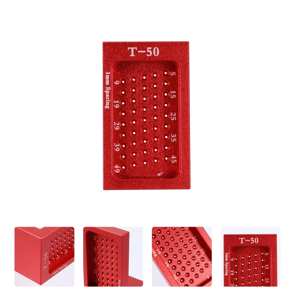 T Type Woodworking Scriber Hole Positioning Gauge Woodworking Ruler (Red)