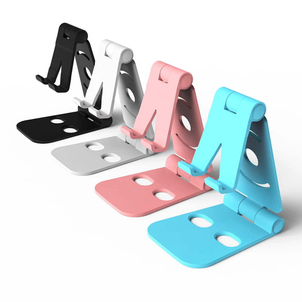 Universal Lazy Phone Bracket ABS Plastic Non-slip Silicone Pad Folding Phone Holder Double Multi-angle Adjustment Portable Stability Phone Stand Holder Back with Outlet Hole (White)