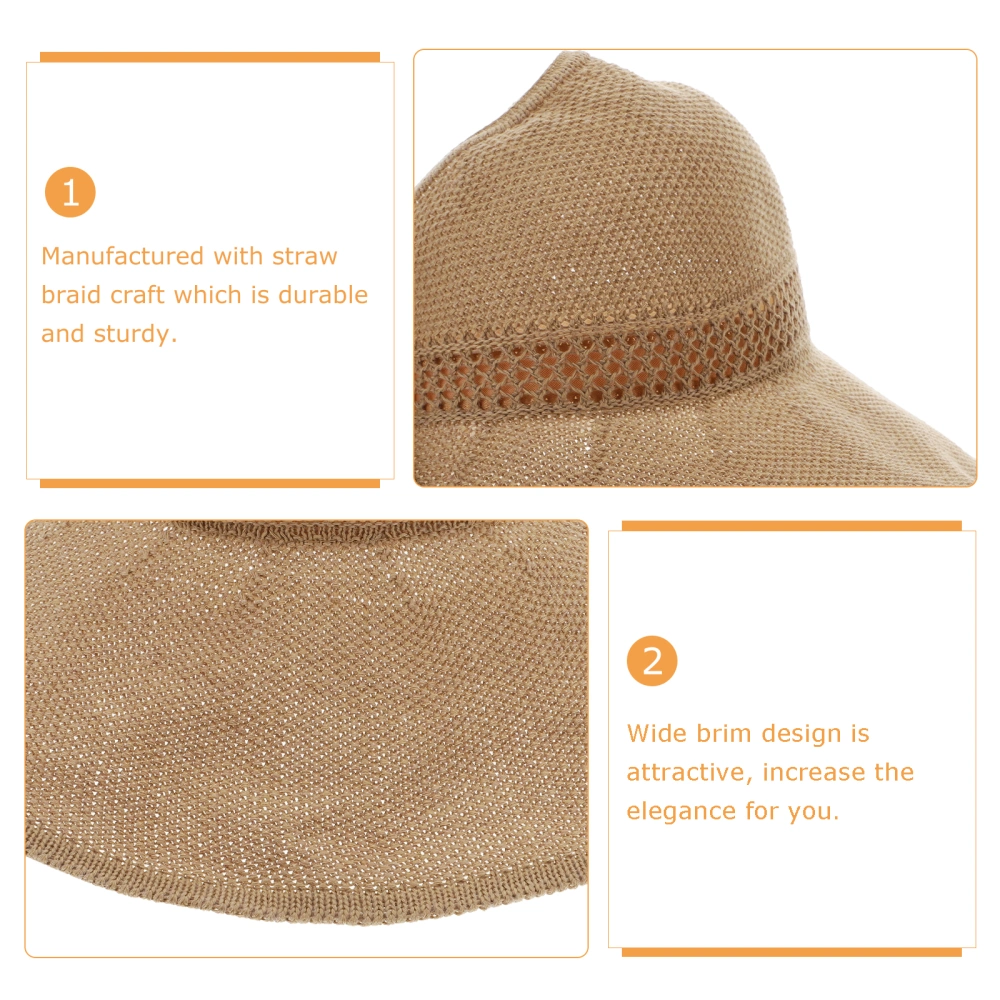 Summer Straw Hat Large Brim Foldable Hat Straw Bowknot Visors Sun Protection Hat