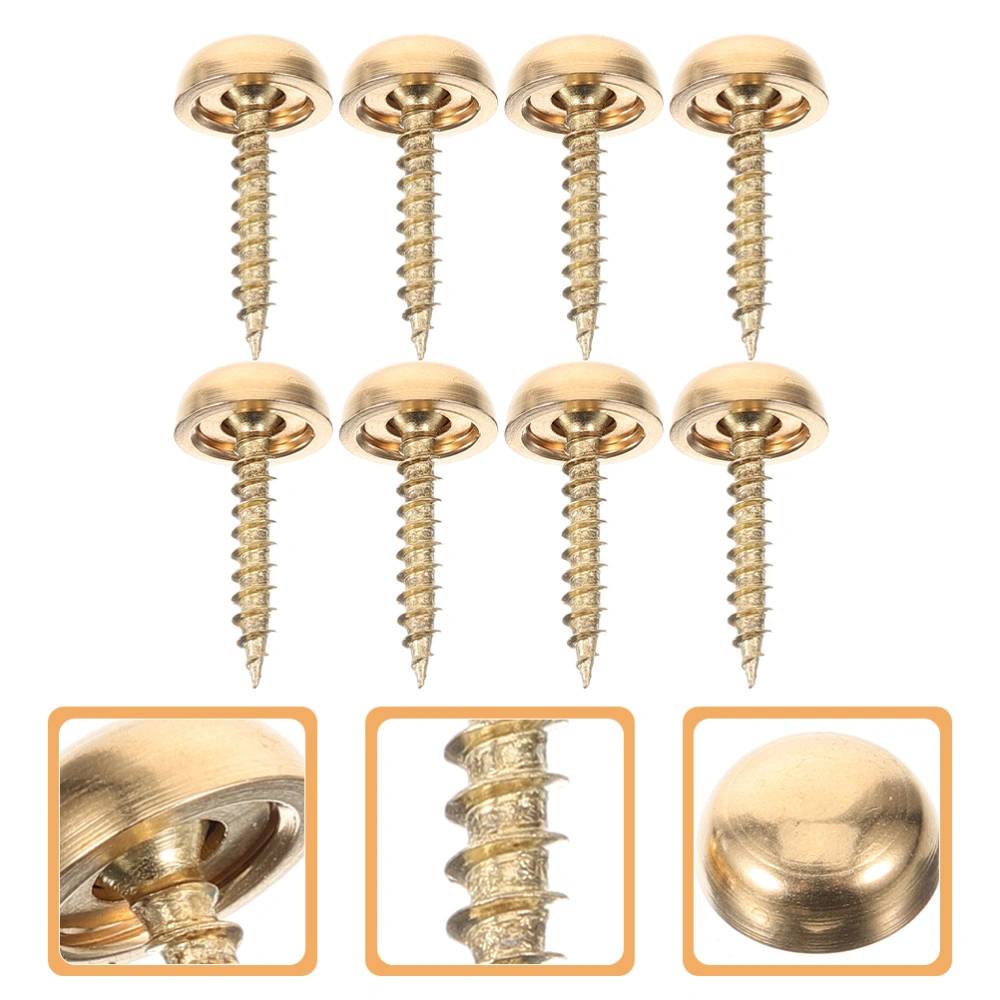 8pcs Mirror Screws Brass Decorative Caps Screws Arts Crafts Fasteners Nails