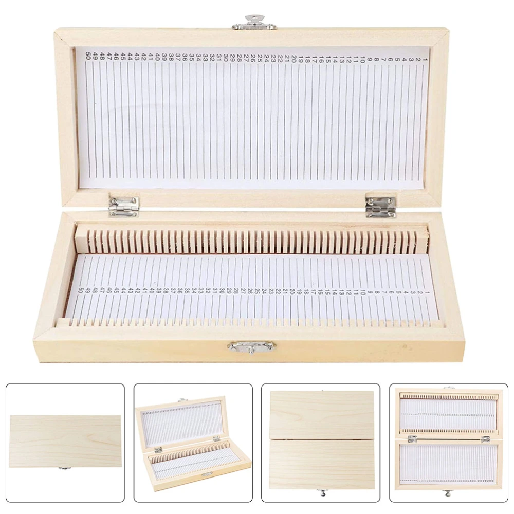 Wooden Specimen Slide Storage Box 50-Slot Plant Insect Specimen Slide Case