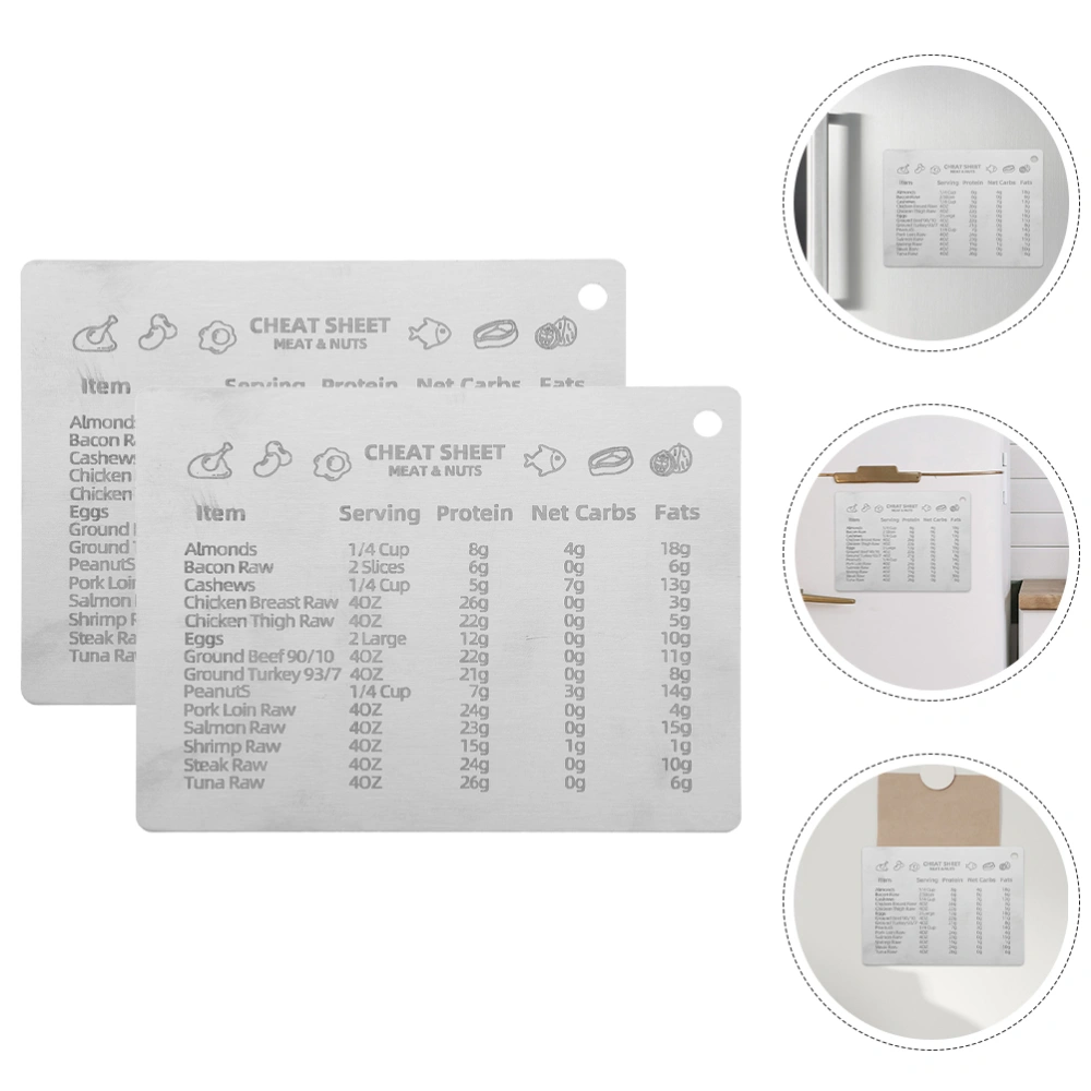 2Pcs Kitchen Conversions Chart Magnet Metal Refrigerator Magnetic Measurement Conversion Chart