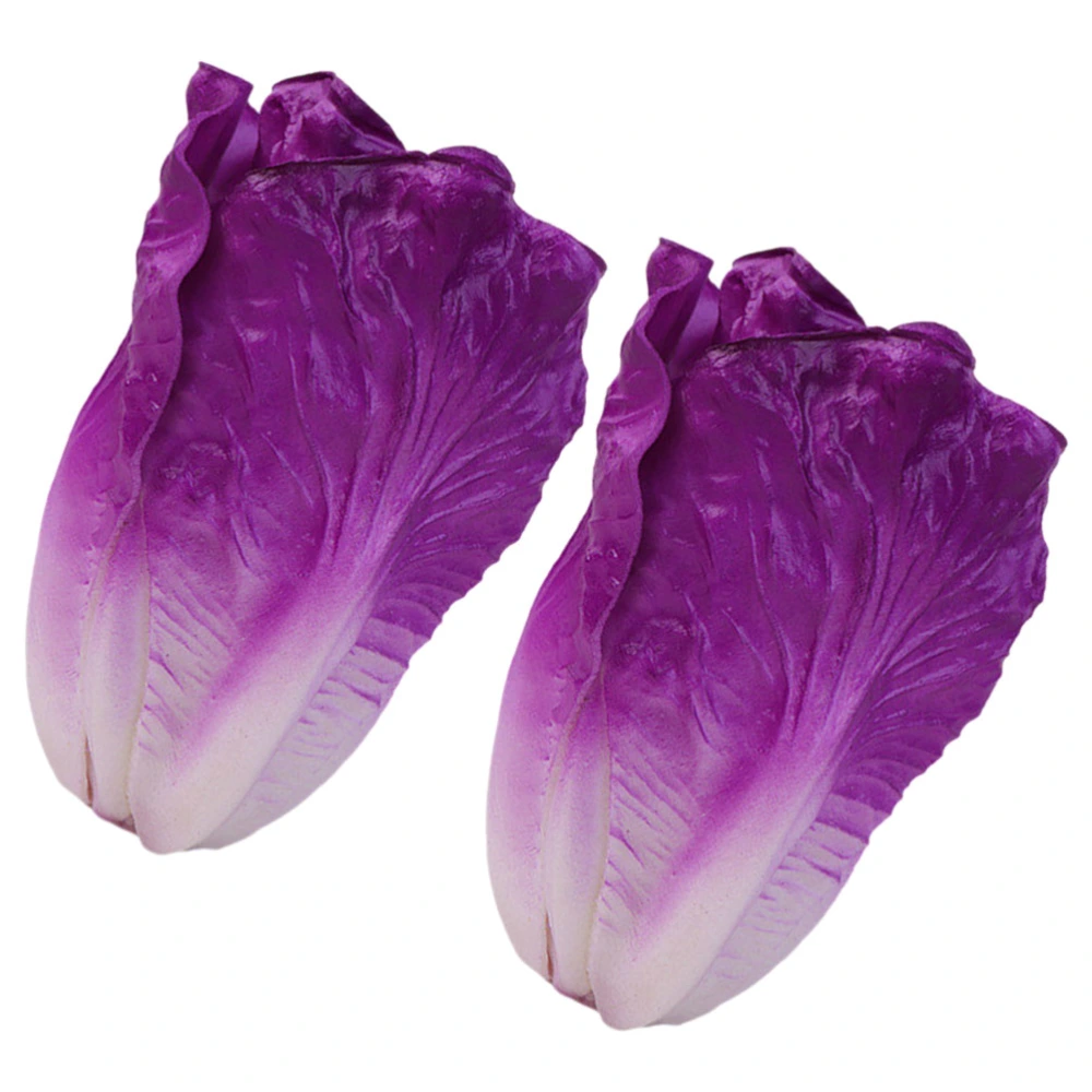 2pcs Artificial Lettuce Realistic Faux Lettuce Fake Vegetable Simulation Vegetable Model Prop