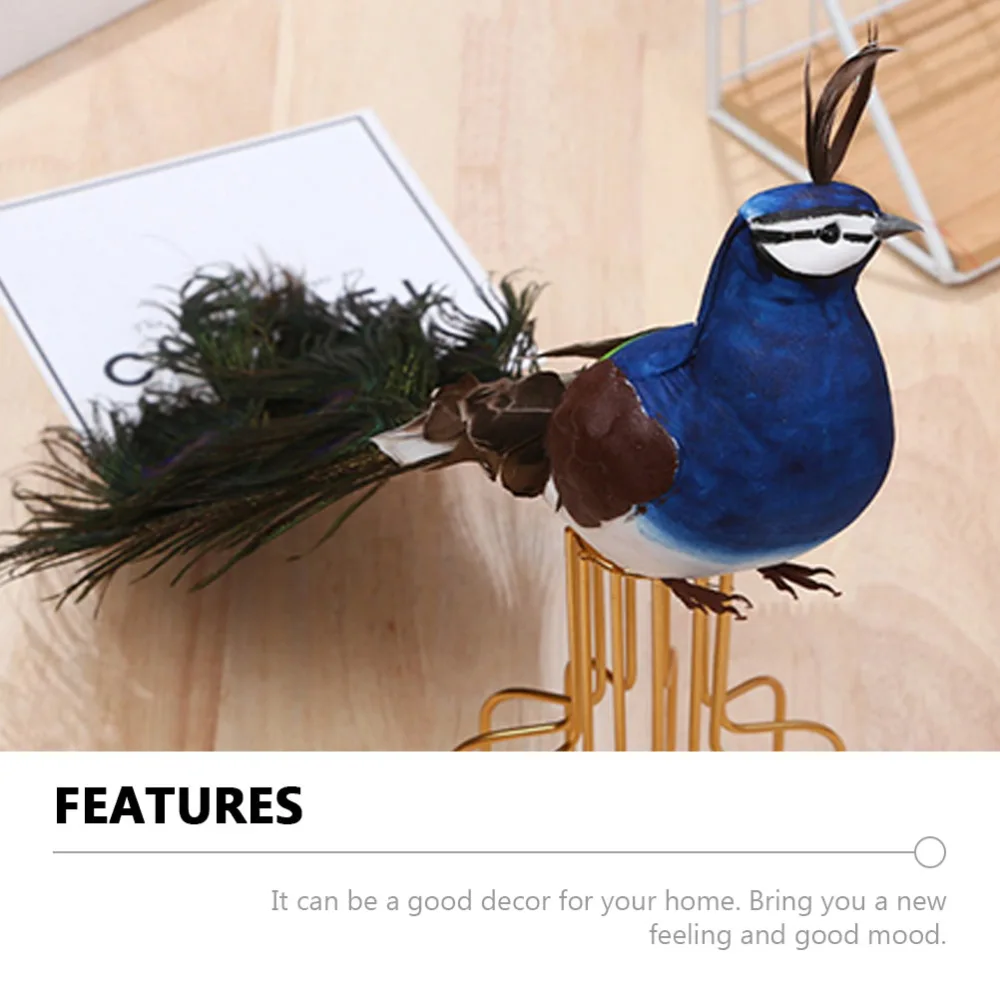 1Pc Simulation Peacock Decor Christmas Tree Peafowl Animal Decoration Desktop Adorn