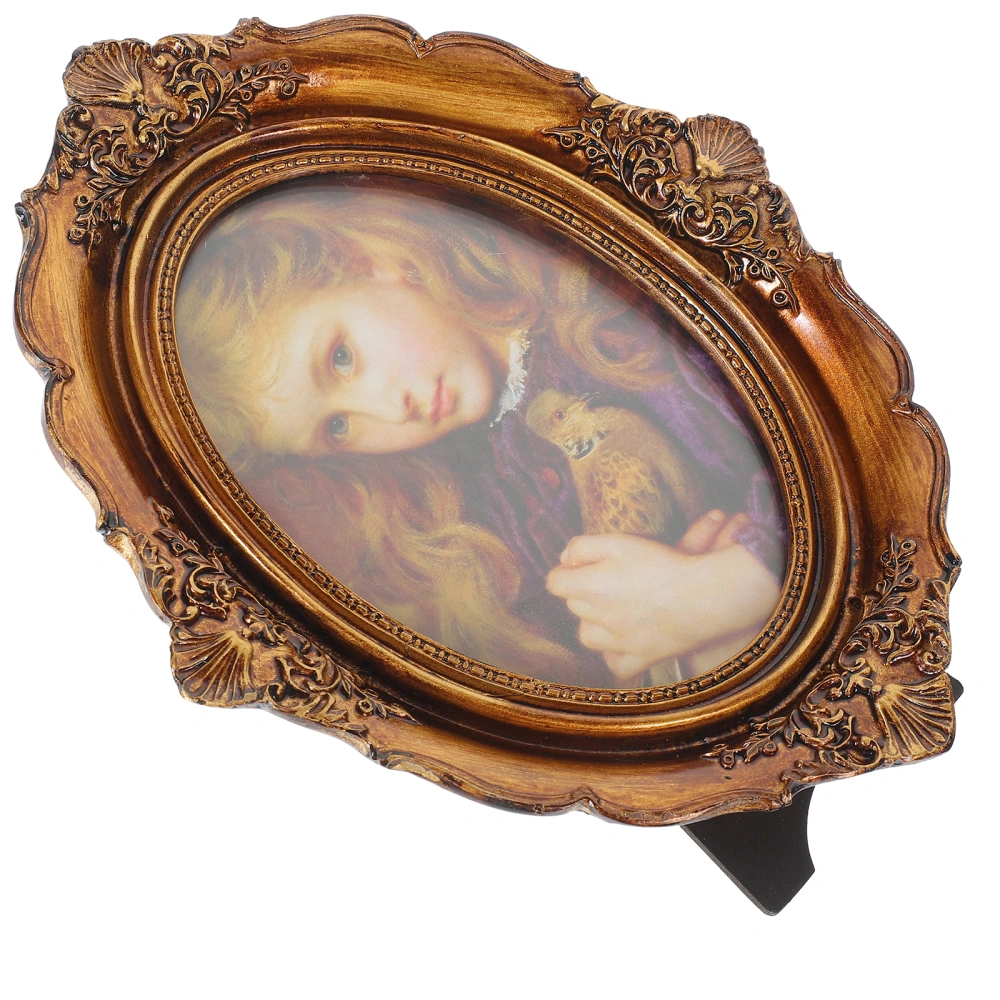 Embossed Picture Frame Vintage Photo Holder Picture Display Frame Oval Photo Frame