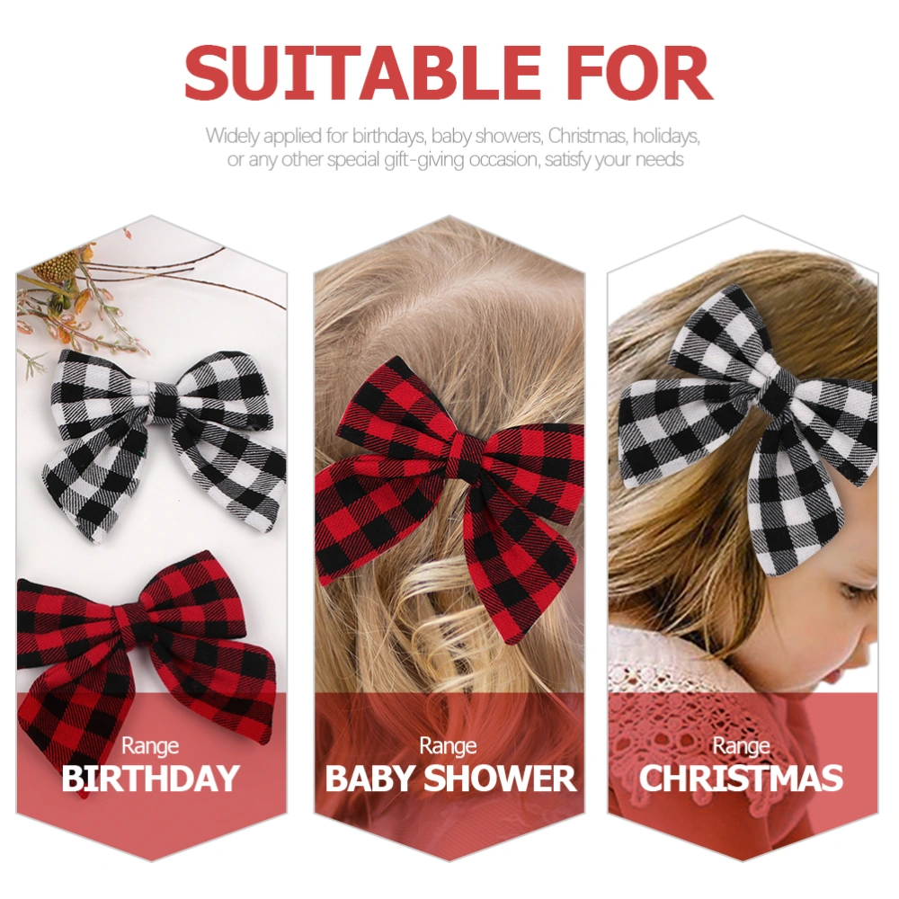 3 pcs Lattice Hair Bow Girls Plaid Hair Bows Decorative Children Hair Bow Clips