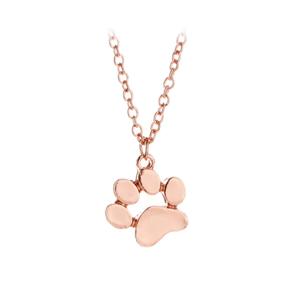 Dog Necklace Fashion Animal Footprint Necklace Women Girls Jewellery Gift (Rose Gold)