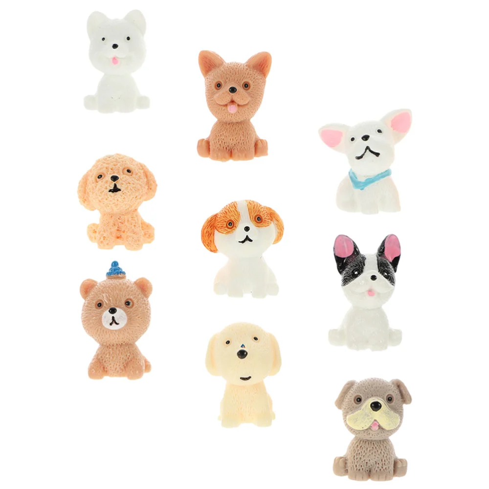 9pcs Miniature Dog Animal Figures Puppy Figurines Realistic Animal Figurines Micro Landscape Ornament