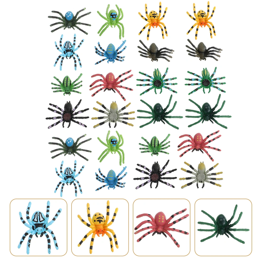 24Pcs Children Insect Modeling Statues Spooky Spider Toys Halloween Party Spider Toys