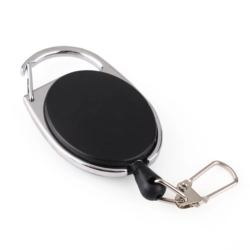 6pcs Retractable Keychain Badge Reel with Carabiner Belt Clip Steel Cable Key Ring (Black)