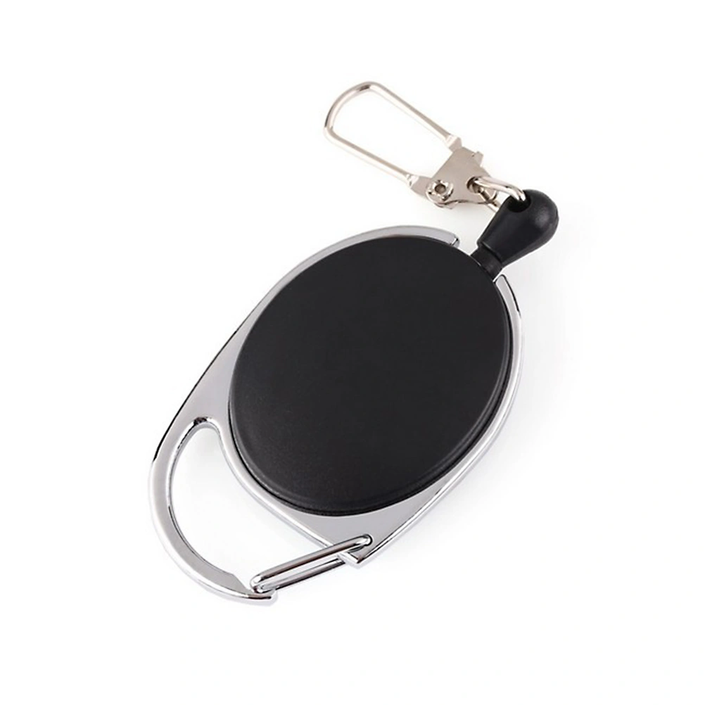 6pcs Retractable Keychain Badge Reel with Carabiner Belt Clip Steel Cable Key Ring (Black)