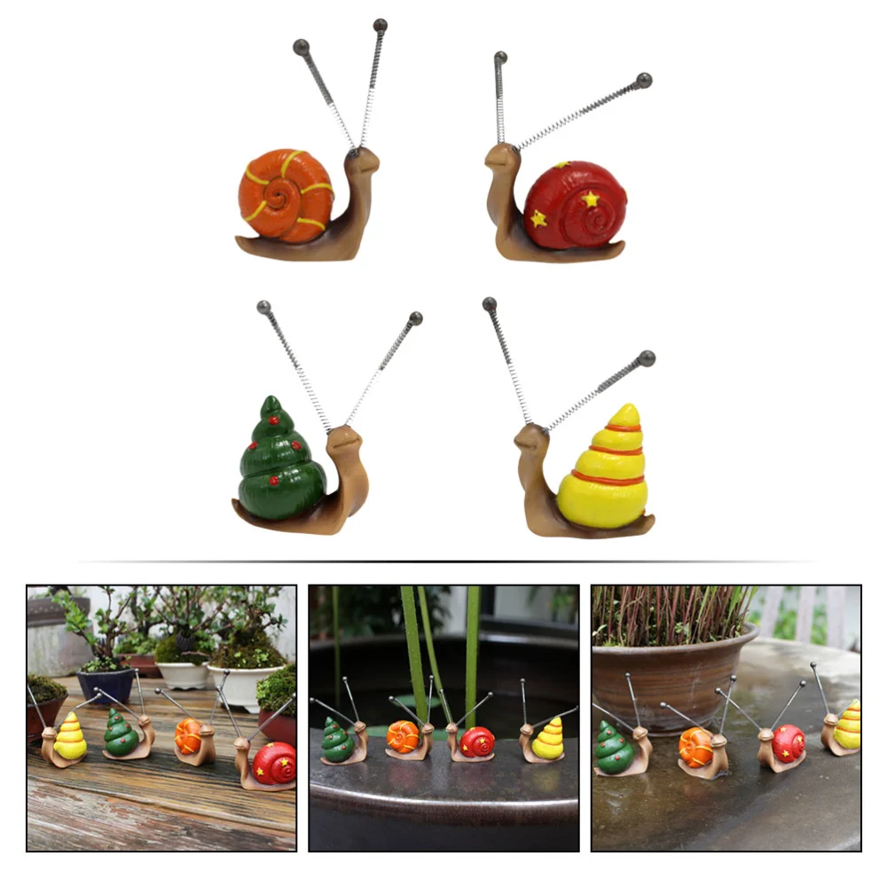 4Pcs Small Snail Crafts Resin Cartoon Snails Decors Bonsai Fake Snail Decors Lovely Snail Models Decors