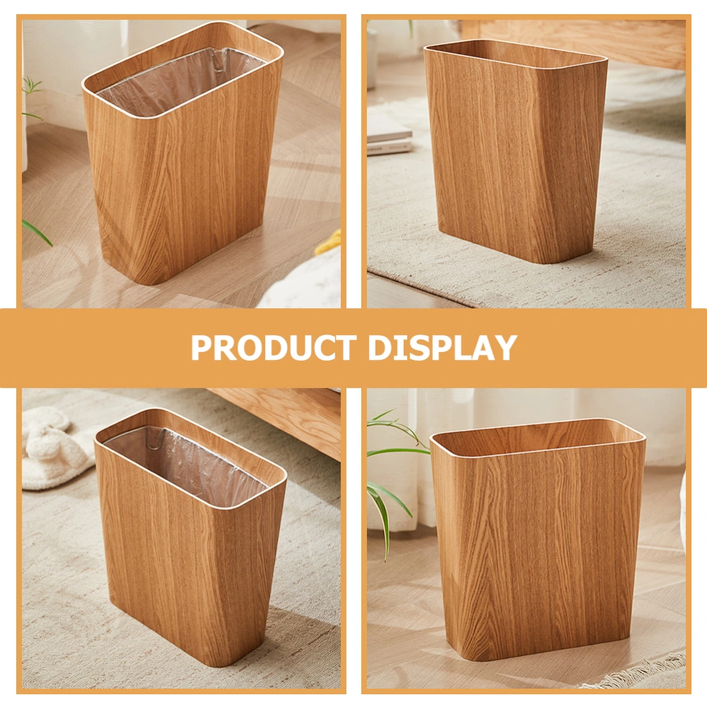 Household Waste Bin Wood Trash Can Trash Bucket Portable Waste Container Waste Paper Basket