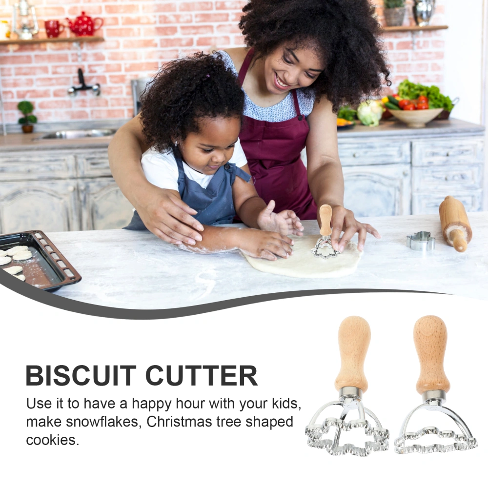 2Pcs Household Dumpling Cutters X-mas Themed Cookie Cutters Multi-function Biscuit Cutters