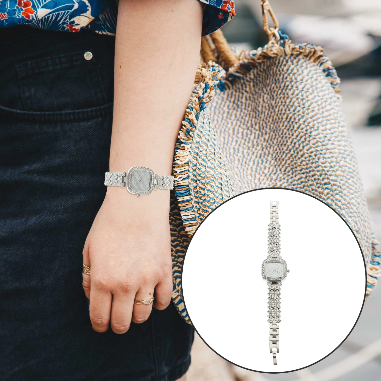 Women Wrist Watch Rhinestone Embellished Watch Leisure Style Lady Watch Exquisite Watch
