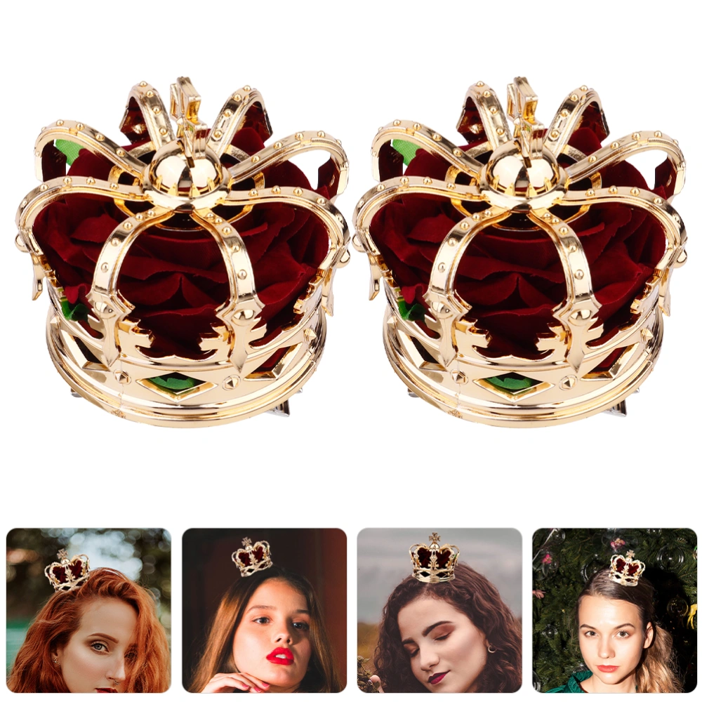 2pcs Girl Crown Hair Clips Crown Shaped Hair Clip Halloween Party Headdress Hair Styling Accessories