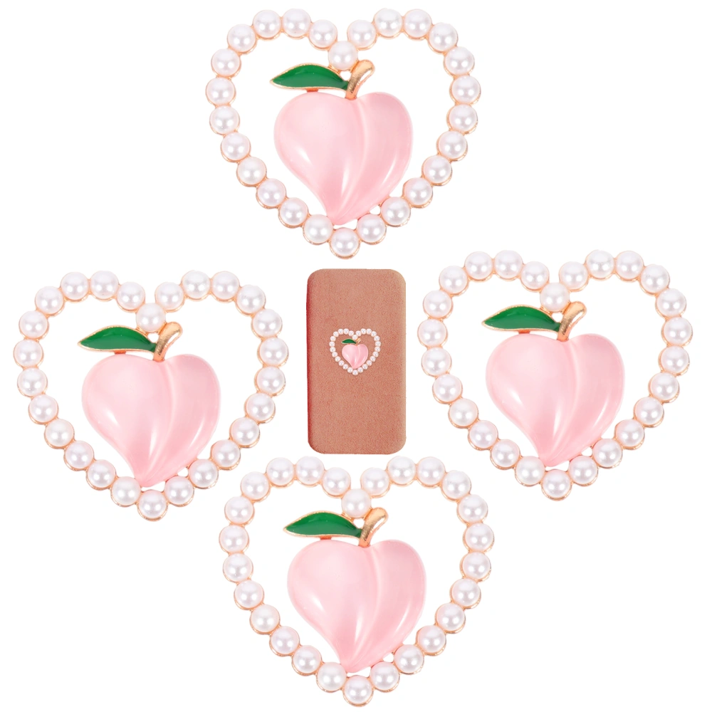 4pcs Peach Heart Style Jewelry Making Accessories Phone Case Decors Crafts Making Materials