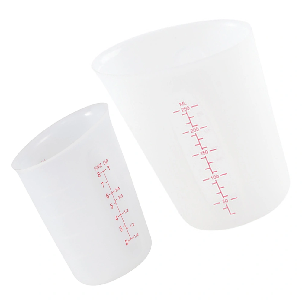 2pcs Measuring Cup Double Scale Silicone Measuring Cup For Cooking Practical Cooking Cups 125ML 250ML