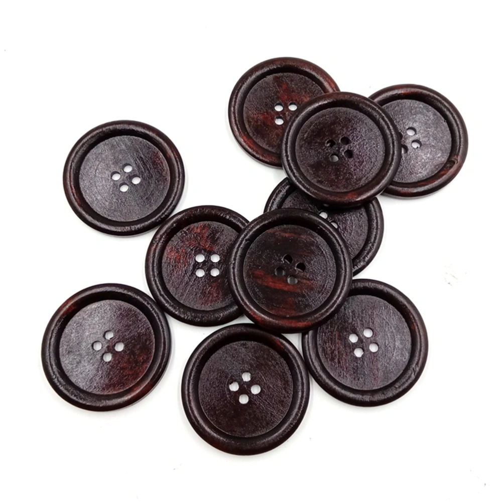 10pcs 50mm Four Holes Round Decorative Buttons for Sewing Scrapbooking DIY Crafts (Dark Coffee Color)