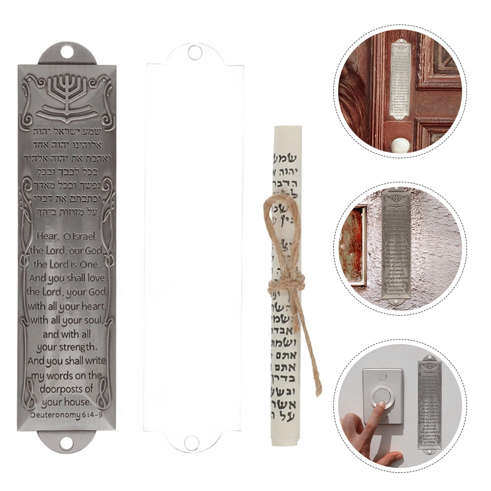 1 Set of Judaism Door Mezuzah Metal Craft Mezuzah Vintage Mezuzah Plaque With Scroll