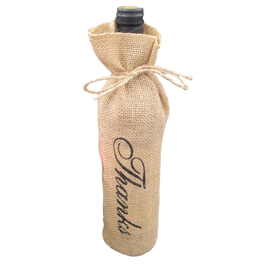 Burlap Wine Bags Thanks Printed Wine Gift Bags Wedding Engagement Present Accessory