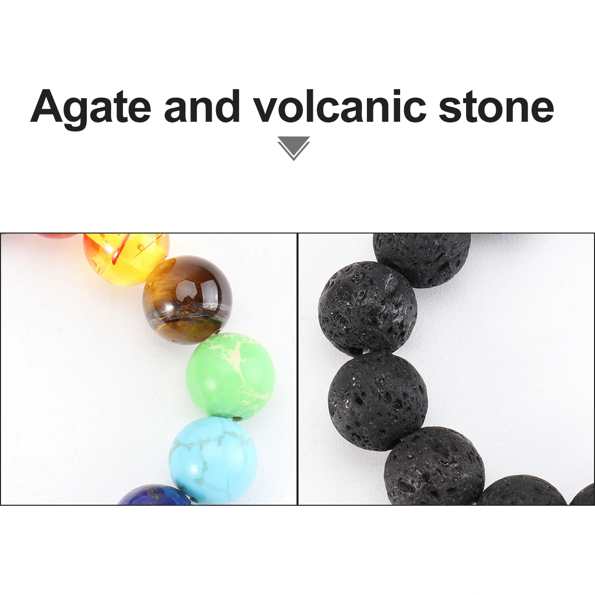1PC 8MM Colorful Beads Lava Stone Bracelet Seven Chakras Yoga Bracelet Decor