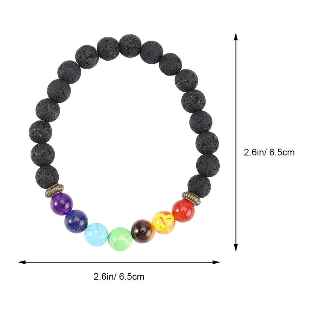 1PC 8MM Colorful Beads Lava Stone Bracelet Seven Chakras Yoga Bracelet Decor