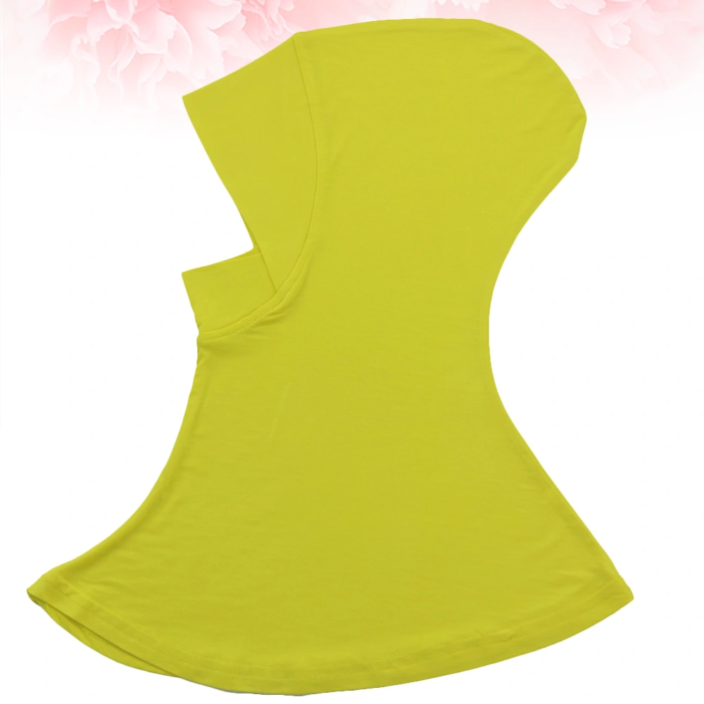 Women Adjustable Muslim Hijab Neck Cover Scarf Bonnet Inner Hijab Full Cover Bone Lady Islamic Muslim Headwear (Yellow)