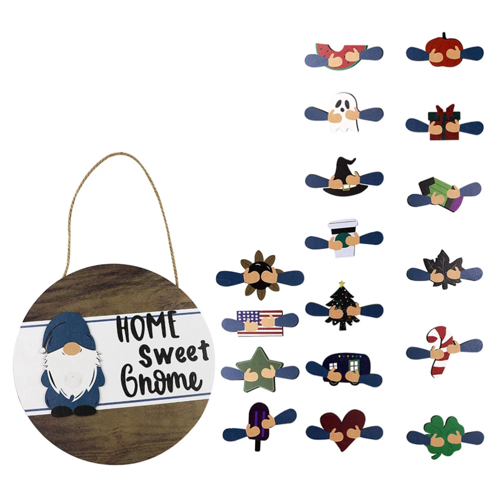 1 Set Wooden Gnome Pattern Welcome Board Delicate Wooden Welcome Pendant