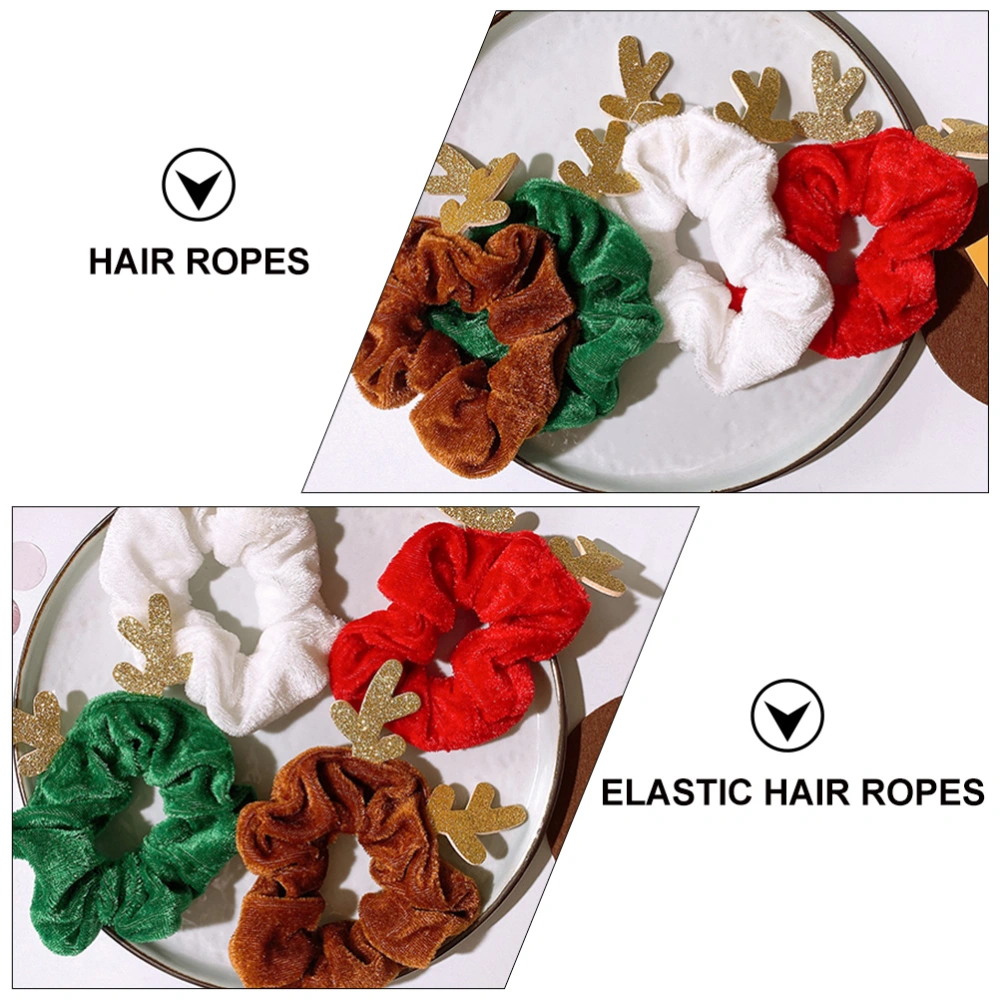 4pcs Elastic Christmas Scrunchies Women Scrunchies Hair Ties Ponytails Holders