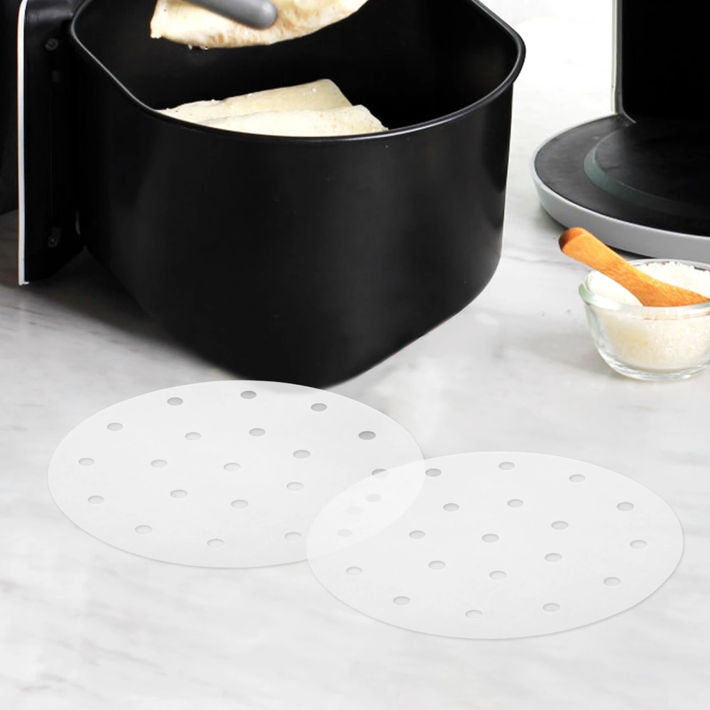 500pcs Bamboo Steamer Liner Air Fryer Mat Steamer Paper Liner Round Shape Steaming Liner (6.5inches)