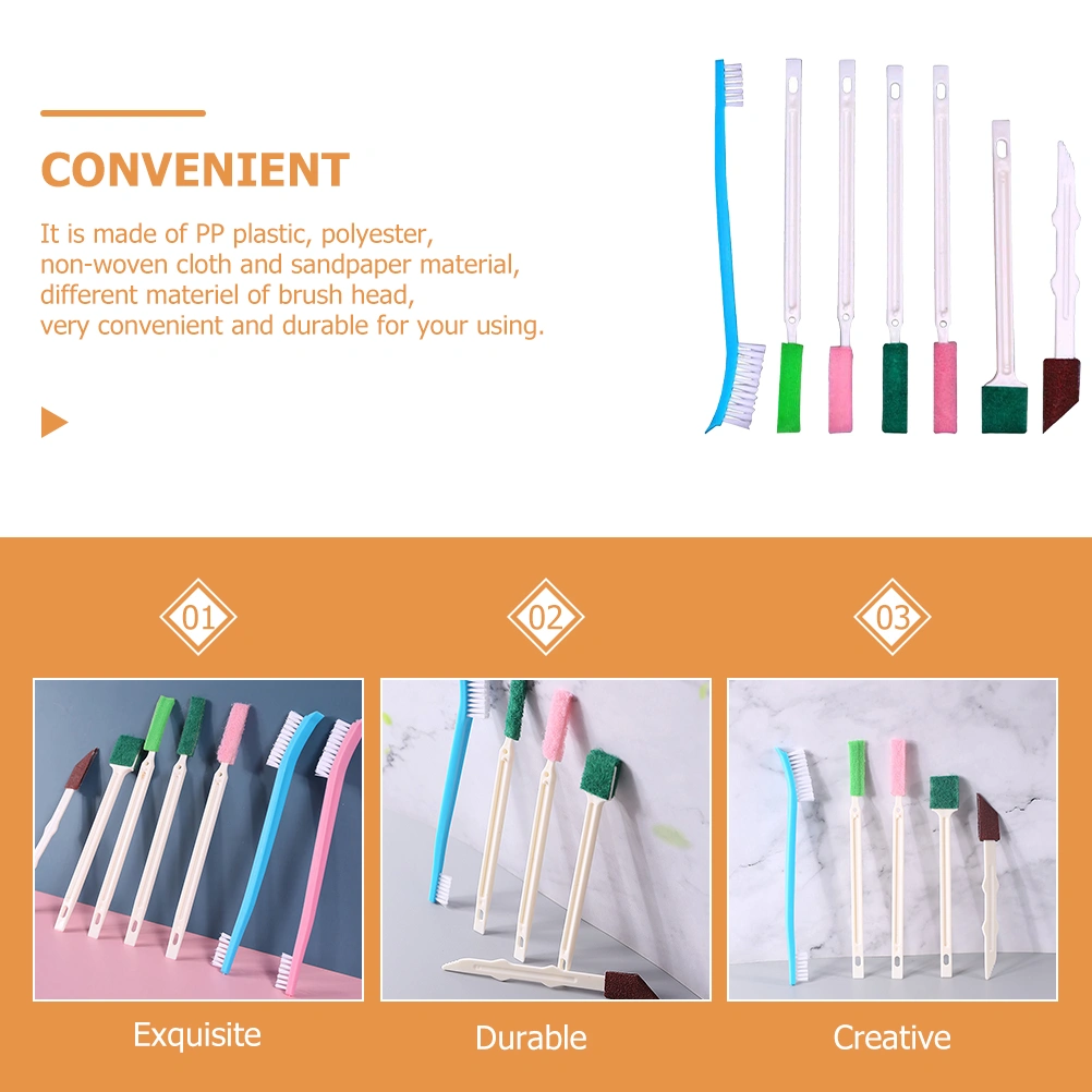 7pcs Disposable Crevice Cleaning Brushes Toilet Cleaner Brush Groove Cleaning Brushes