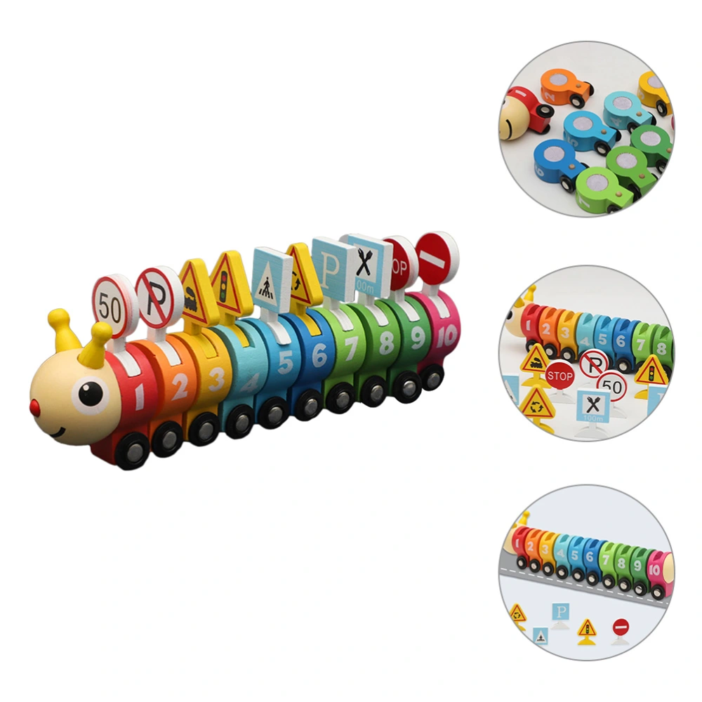 1 Set Kids Wooden Train Toy Caterpillar Number Train Toy Preschool Learning Kids Plaything