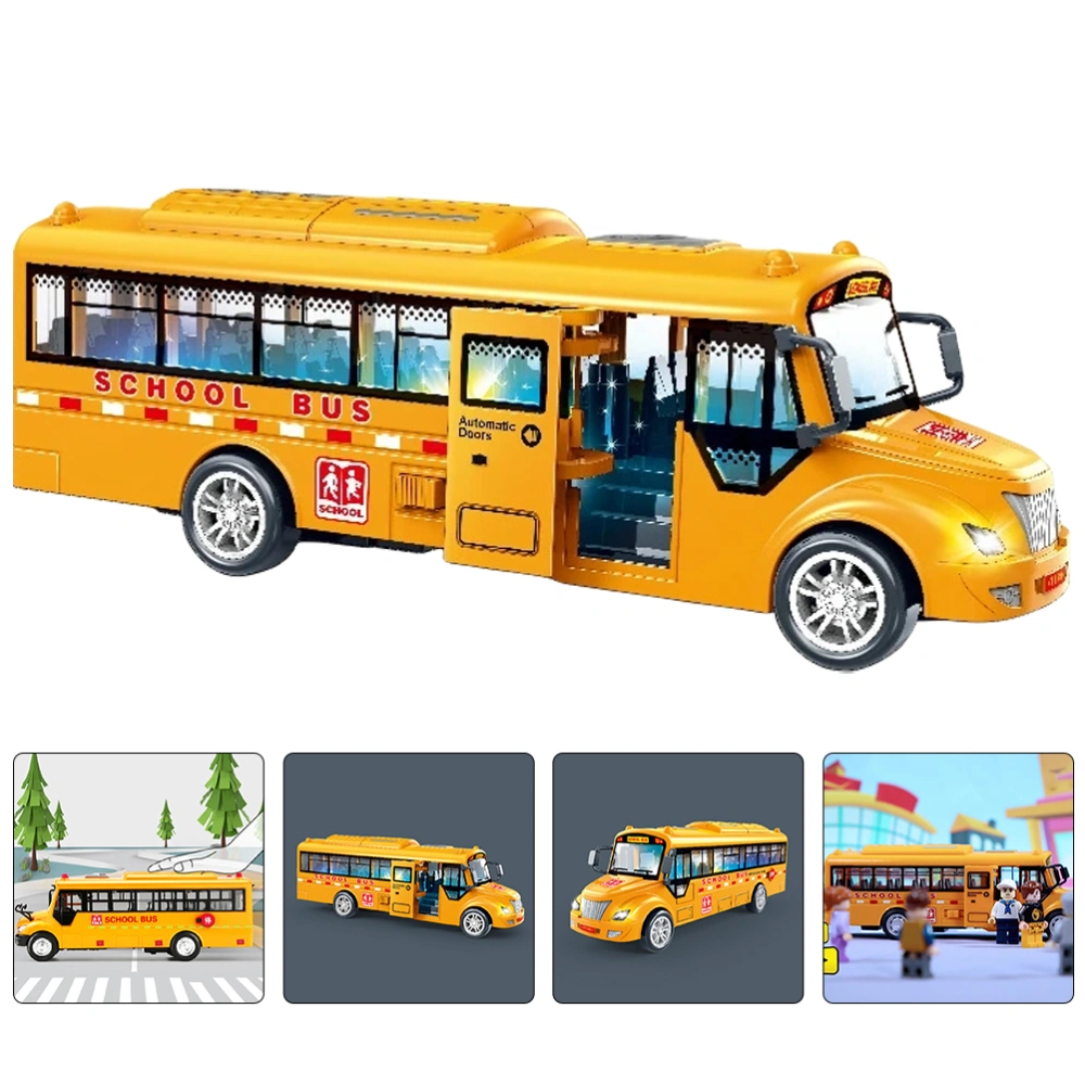 School Bus Toy Car Toy Simulation Bus Model with Sounds and Lights for Kids