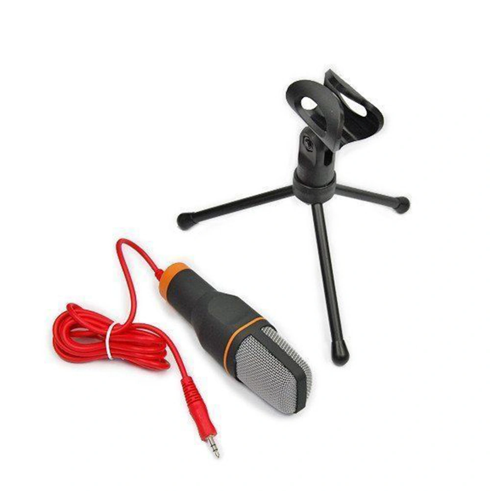Mic Wired Condenser Sound Podcast Studio Microphone with Holder Clip for Skype MSN Karaoke PC Laptop (Black)